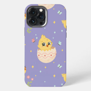 Etui iPhone 13 Pro Max Mignon poussin de Pâques avec motif transparent à
