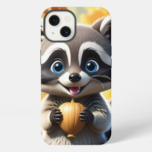 Etui iPhone 13 Mignon raton laveur de style Kawaii tenant un glan