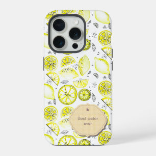 Coque iPhone 15 Pro Mignonne Citron Frais Citrus Doodle Jaune Meilleur