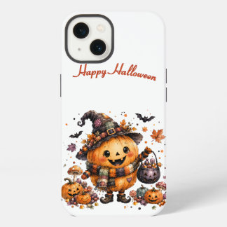 Etui iPhone 13 Mignonne Citrouille Kawaii Sorcière Halloween Aqua