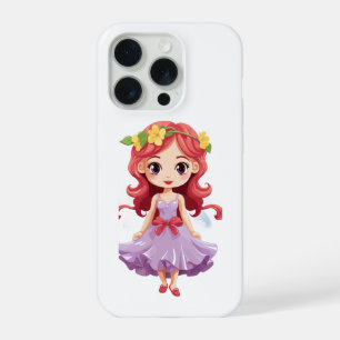 Coque iPhone 15 Pro Mignonne princesse fée chibi robe violette iPhone