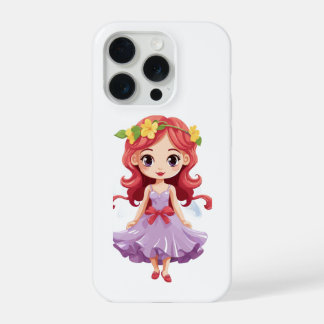 Coque iPhone 15 Pro Mignonne princesse fée chibi robe violette iPhone