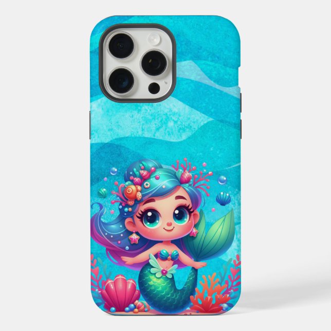 Coque iPhone Mignonne sirène sous-marine (Verso)
