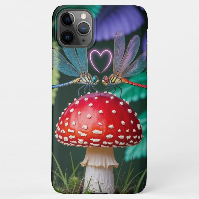 Coque iPhone Mignonnes libellules sur un champignon - (Dos)