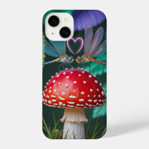 Coque Pour iPhone 14 Mignonnes libellules sur un champignon -