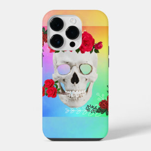 Coque Pour iPhone 14 Plus Mikitiez crâne rose baroqueart arc-en-ciel roche