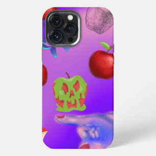 Etui iPhone 13 Pro Max Mikitiez crâne rouge toxique pomme vegan été