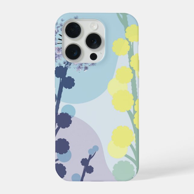 Coque iPhone Mimétique Acacia Moderne Wattles Dorés Abstraits (Verso)
