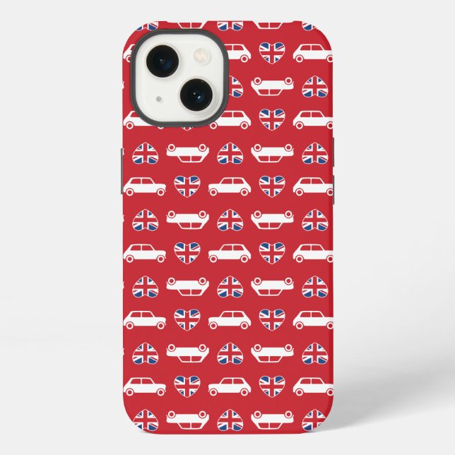 Coque iPhone Mini Cooper britannique Cœurs - Rouge (Verso)