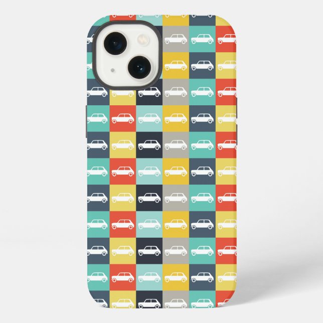 Coque iPhone Mini Cooper Vintage Checkerboard (Verso)