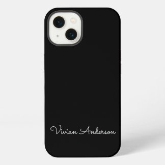 Etui iPhone 13 Mini-minimaliste tendance Noir moderne Nom de scri