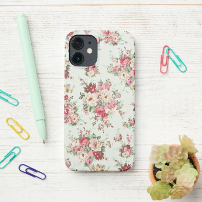 Coque iPhone Minimal Custom Floral Photo (Sur le bureau)