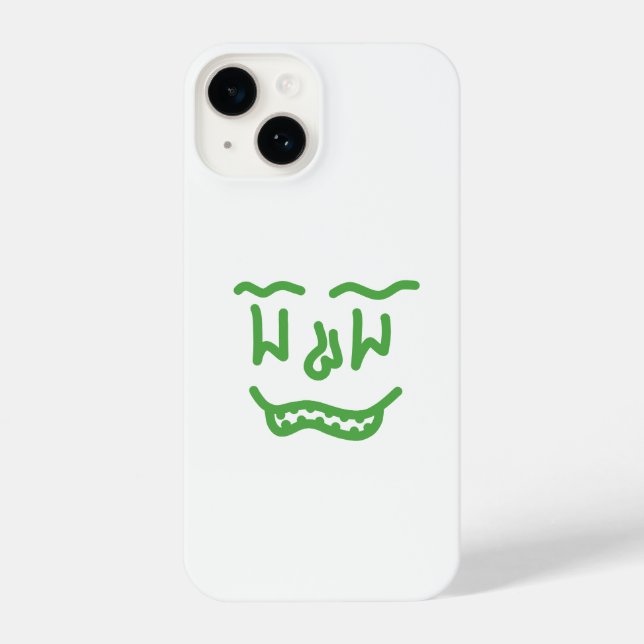 Coque iPhone Minimal Green Doodle Face iPhone Case – Modern Art (Verso)