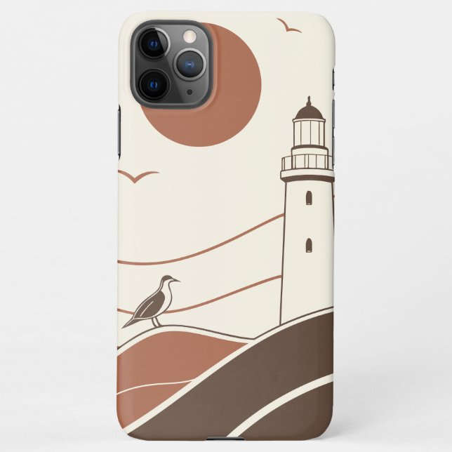 Coque iPhone Minimal Lighthouse Coastal Illustration Phone Case (Dos)