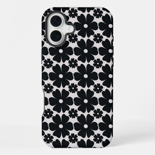 Coque iPhone Minimalist black & white daisy pattern (Verso)