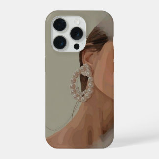 Coque iPhone 15 Pro Minimalist Pearl Hoop Earring Art Phone Case 