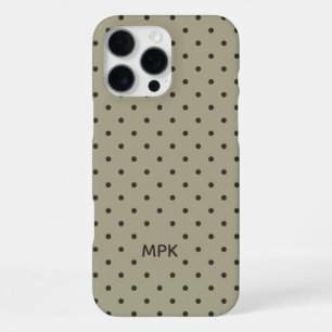 Coque iPhone 16 Pro Max Minimaliste Beige Gris Monogramme Pointillé