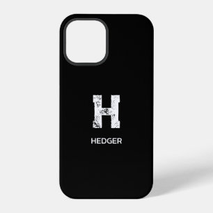 COQUE iPhone 12 PRO MINIMALISTE BLANC MONOGRAMME À UNE LETTRE NOM NOIR