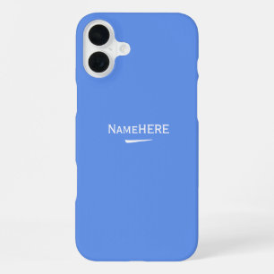 Coque iPhone 16 Plus Minimaliste, bleu cool Nom ou monogramme personnal