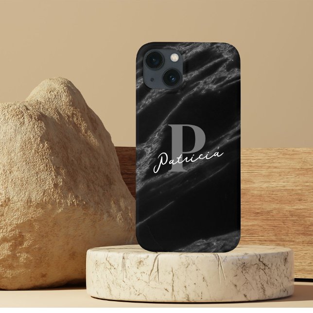 Coque iPhone Minimaliste Marbre Noir (Créateur téléchargé)