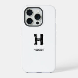 COQUE iPhone 15 PRO MINIMALISTE NOIR MONOGRAMME À UNE LETTRE NOM BLANC