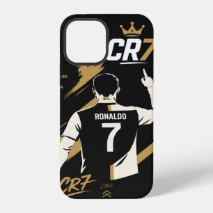 Coque iPhone 12 Minimaliste Noir & Or Football Numéro 7