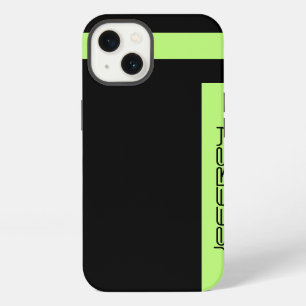 Etui iPhone 13 Minimaliste, Nom, Vert & Noir Bande bidirectionnel