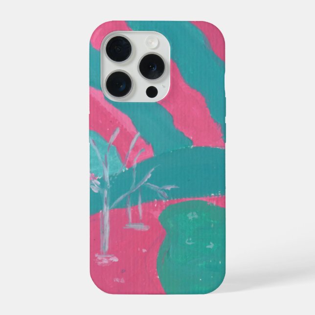 Coque iPhone Minimalistic Pink and Green Landscape Phone Case (Verso)