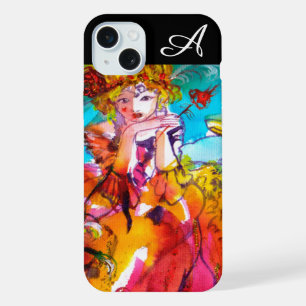Coque iPhone 15 Plus MIRANDOLINA / Masques de Carnaval Vénitien Monogra