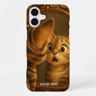 Coque iPhone 16 Plus Miroir de chat surpris fantaisie mignon