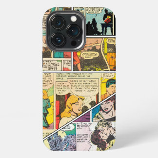 Etui iPhone 13 Pro Mise en page de bande dessinée vintage Journaliste