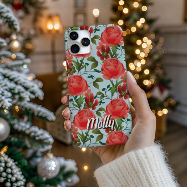 Coque iPhone Miss Molly - Trailing Rose Artistic Phone Case (Personalize Your Tech! Add a custom name to this artistic phone case. It's the perfect unique gift!)