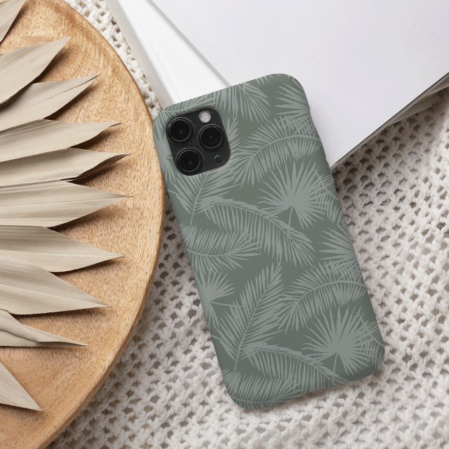 Coque iPhone Mist Green Tropical Botanical Palm Feuille Motif (Créateur téléchargé)