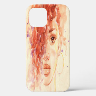Coque iPhone 12 Mode afro-américaine, aquarelle illustration.