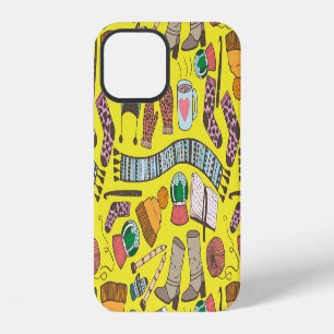 Coque iPhone 12 Mode d'hiver : motif de croquis gribouillé.