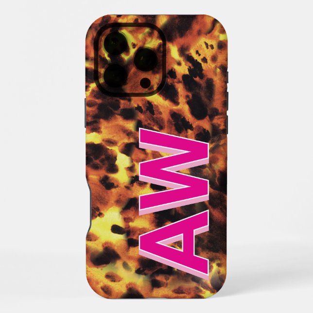 Coque iPhone Mode Tortue Monogrammée Rose (Verso)