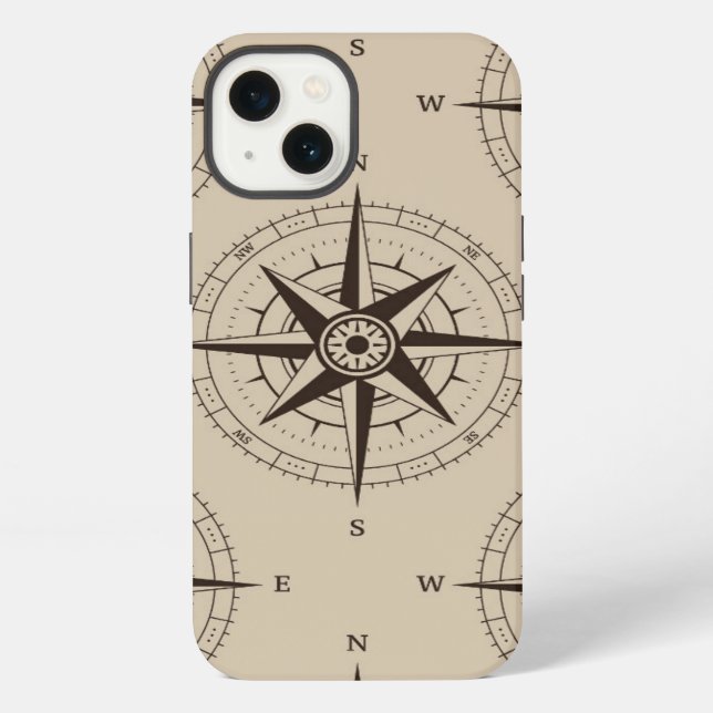 Coque iPhone Modèle de boussole de navigation (Verso)