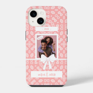Coque Pour iPhone 14 Modèle de coeurs roses avec photo de couple amoure