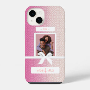 Coque Pour iPhone 14 Modèle de cœurs roses dégradés pour photo de coupl