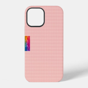 Coque iPhone 12 Modèle de design à carreaux de pêche Logo entrepri