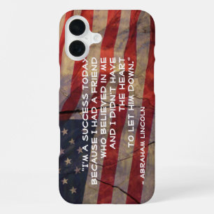 Coque iPhone 16 Plus Modèle de drapeau rustique avec citation de réussi