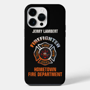 Coque Pour Pour iPhone 14 Pro Max Modèle de nom chrome du département des incendies
