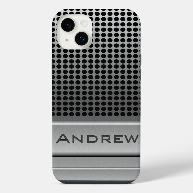 Coque iPhone Modèle de nom de microphone rétro (Verso)