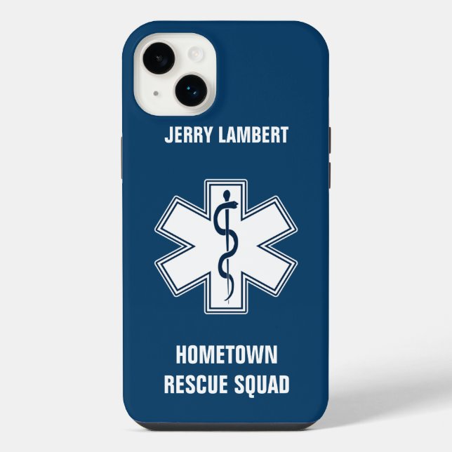 Coque iPhone Modèle de nom de secouriste EMT EMS (Verso)