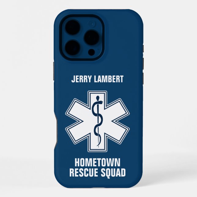 Coque iPhone Modèle de nom de technicien paramédical EMS (Verso)