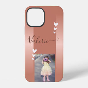 Coque iPhone 12 Modèle de photo Rose Gold Vintage Rose Pale
