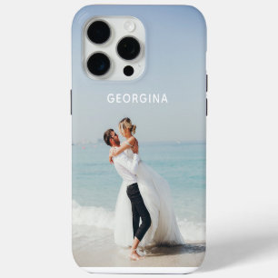 Coque iPhone 15 Pro Max Modèle de photo sur le thème du mariage Nom person