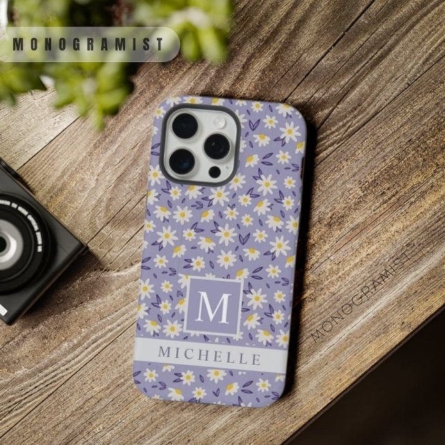 Coque iPhone Modèle Floral Blanc Violet Personnalisé (Customizable Violet Purple White Floral Pattern iPhone Case)