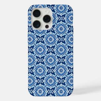 Coque iPhone 15 Pro Max Modèle Floral Boho bleu vintage