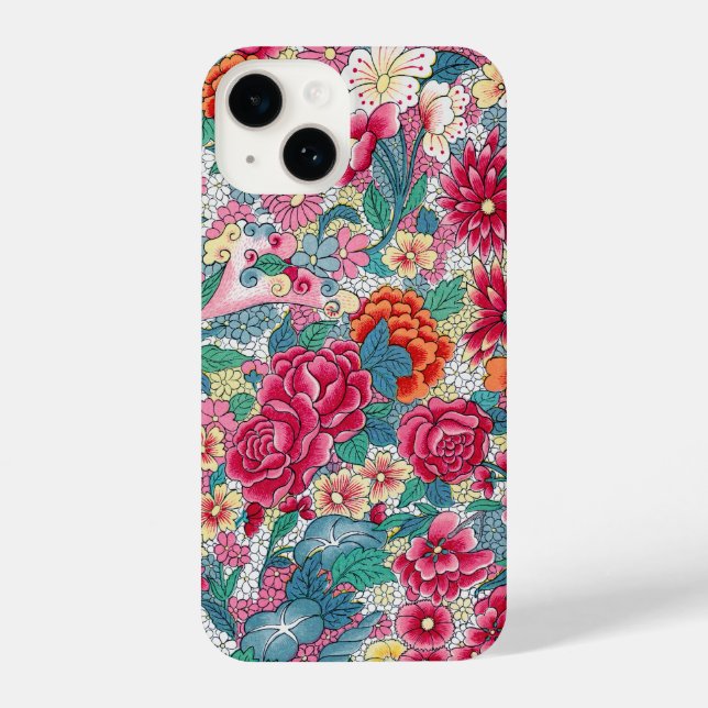 Coque iPhone Modèle floral chinois coloré (Verso)